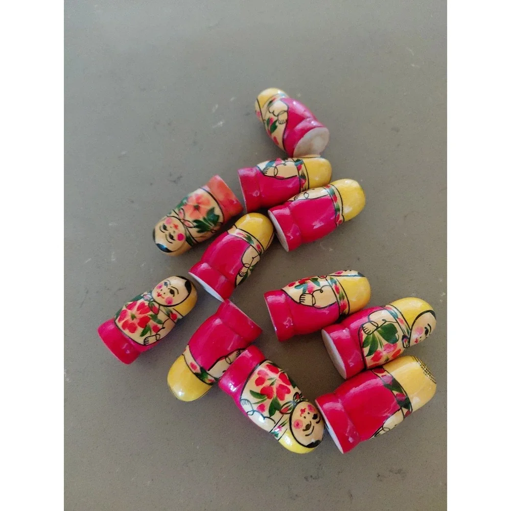 Vintage Wooden Russian Dolls Matryoshka Hand Painted. 9 pieces in one lot